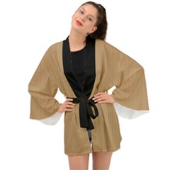 Wood Brown - Long Sleeve Kimono by FashionLane