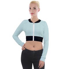 Pale Blue - Long Sleeve Cropped Velvet Jacket by FashionLane