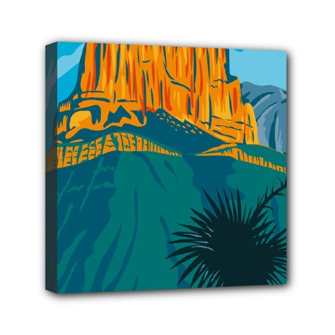 Guadalupe Mountains National Park With El Capitan Peak Texas United States Wpa Poster Art Color Mini Canvas 6  X 6  (stretched) by retrovectors