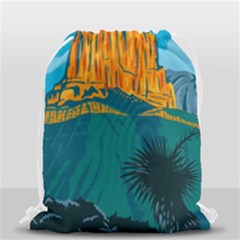 Guadalupe Mountains National Park With El Capitan Peak Texas United States Wpa Poster Art Color Drawstring Bag (small) by retrovectors