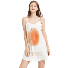 Orange Fruit Watercolor Painted Summer Frill Dress by Mariart