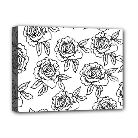 Line Art Black And White Rose Deluxe Canvas 16  X 12  (stretched)  by MintanArt