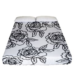Line Art Black And White Rose Fitted Sheet (queen Size) by MintanArt