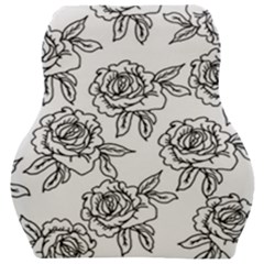 Line Art Black And White Rose Car Seat Velour Cushion  by MintanArt