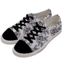 Line Art Black And White Rose Men s Low Top Canvas Sneakers View2