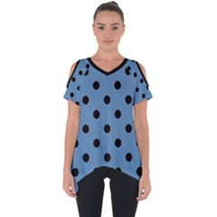 Large Black Polka Dots On Air Force Blue - Cut Out Side Drop Tee by FashionLane