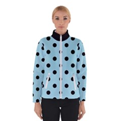 Large Black Polka Dots On Blizzard Blue - Winter Jacket by FashionLane