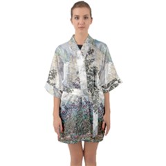 Natura Eternal - By Larenard Half Sleeve Satin Kimono  by LaRenard