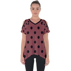 Large Black Polka Dots On Brandy Brown - Cut Out Side Drop Tee by FashionLane