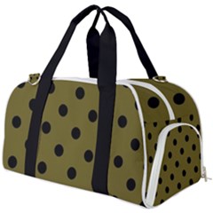Large Black Polka Dots On Antique Bronze - Burner Gym Duffel Bag by FashionLane