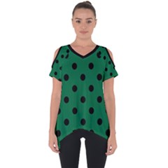 Large Black Polka Dots On Cadmium Green - Cut Out Side Drop Tee by FashionLane