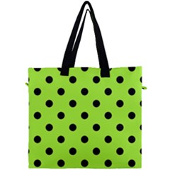 Large Black Polka Dots On Chartreuse Green - Canvas Travel Bag by FashionLane