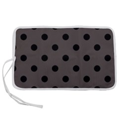Large Black Polka Dots On Ash Grey - Pen Storage Case (l) by FashionLane