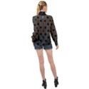 Large Black Polka Dots On Beluga Grey - High Neck Long Sleeve Chiffon Top View2