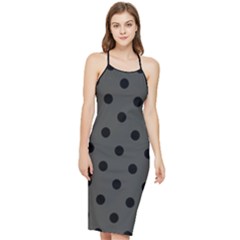Large Black Polka Dots On Beluga Grey - Bodycon Cross Back Summer Dress by FashionLane