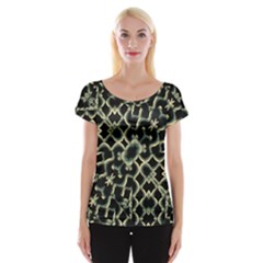 Dark Interlace Motif Mosaic Pattern Cap Sleeve Top by dflcprintsclothing