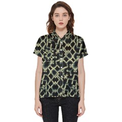 Dark Interlace Motif Mosaic Pattern Short Sleeve Pocket Shirt by dflcprintsclothing