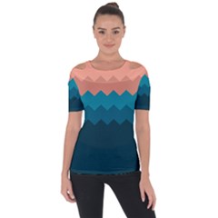 Flat Ocean Palette Shoulder Cut Out Short Sleeve Top by goljakoff