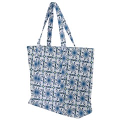 Azulejo Style Blue Tiles Zip Up Canvas Bag by MintanArt