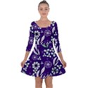 Floral blue pattern  Quarter Sleeve Skater Dress View1