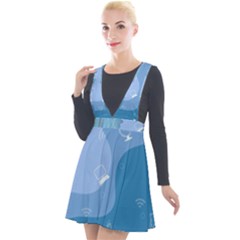 Online Woman Beauty Blue Plunge Pinafore Velour Dress by Mariart