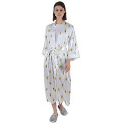 Bright Rose Motif Print Pattern Maxi Satin Kimono by dflcprintsclothing