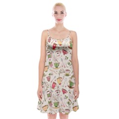 Green Tea Love Spaghetti Strap Velvet Dress by designsbymallika