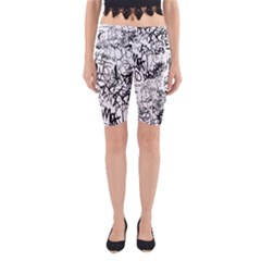Black And White Graffiti Abstract Collage Yoga Cropped Leggings by dflcprintsclothing