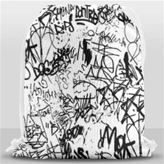 Black And White Graffiti Abstract Collage Drawstring Bag (large) by dflcprintsclothing