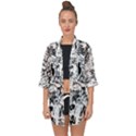 Black And White Graffiti Abstract Collage Open Front Chiffon Kimono View1