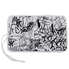 Black And White Graffiti Abstract Collage Pen Storage Case (l) by dflcprintsclothing