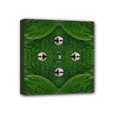 One Island In A Safe Environment Of Eternity Green Mini Canvas 4  X 4  (stretched) by pepitasart