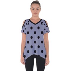 Large Black Polka Dots On Cool Grey - Cut Out Side Drop Tee by FashionLane