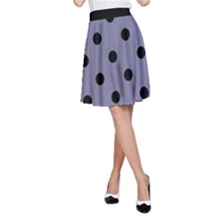 Large Black Polka Dots On Flint Grey - A-line Skirt by FashionLane