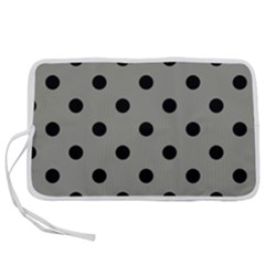 Large Black Polka Dots On Trout Grey - Pen Storage Case (l) by FashionLane