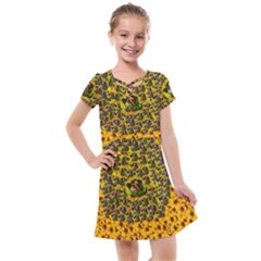 Lizards In Love In The Land Of Flowers Kids  Cross Web Dress by pepitasart