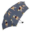 Cute  Pattern With  Dancing Ballerinas On The Blue Background Mini Folding Umbrellas View2