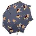 Cute  Pattern With  Dancing Ballerinas On The Blue Background Hook Handle Umbrellas (Small) View2