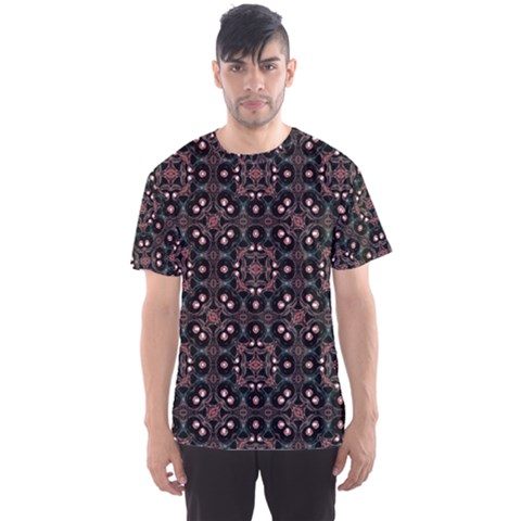 Dark Seamless Gemoetric Print Mosaic Men s Sport Mesh Tee by dflcprintsclothing