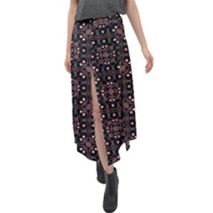 Dark Seamless Gemoetric Print Mosaic Velour Split Maxi Skirt by dflcprintsclothing