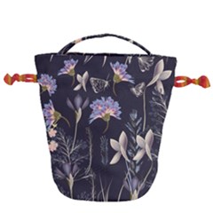 Butterflies And Flowers Painting Drawstring Bucket Bag by ArtsyWishy