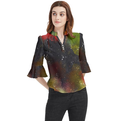 Color Splashes Loose Horn Sleeve Chiffon Blouse by goljakoff
