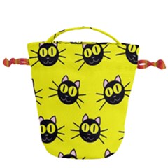 Cats Heads Pattern Design Drawstring Bucket Bag by Amaryn4rt