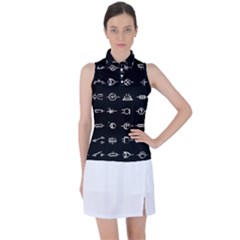 Electrical Symbols Callgraphy Short Run Inverted Women s Sleeveless Polo Tee by WetdryvacsLair
