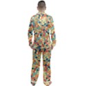 Mosaic Print Yellow Men s Long Sleeve Satin Pajamas Set View2