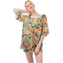 Mosaic Print Yellow Oversized Chiffon Top by designsbymallika