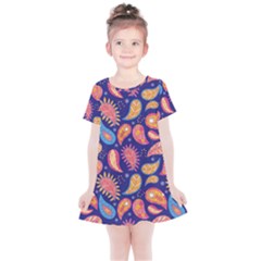 Blue Paisley Print 2 Kids  Simple Cotton Dress by designsbymallika
