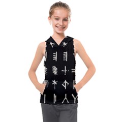 Ogham Rune Set Complete Inverted Kids  Sleeveless Hoodie by WetdryvacsLair