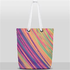 Colorful Stripes Full Print Rope Handle Tote (small) by Dazzleway
