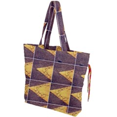 Yellow, Traffic, Cone, Arrow, Cracks, Asphalt  Drawstring Tote Bag by ScottFreeArt